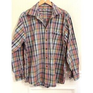 Alan Flusser Shirt Mens X-Large Multicolor Stripe Button Up 100% Cotton Block